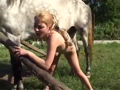 Blonde teen got banged in zoophilia porn video